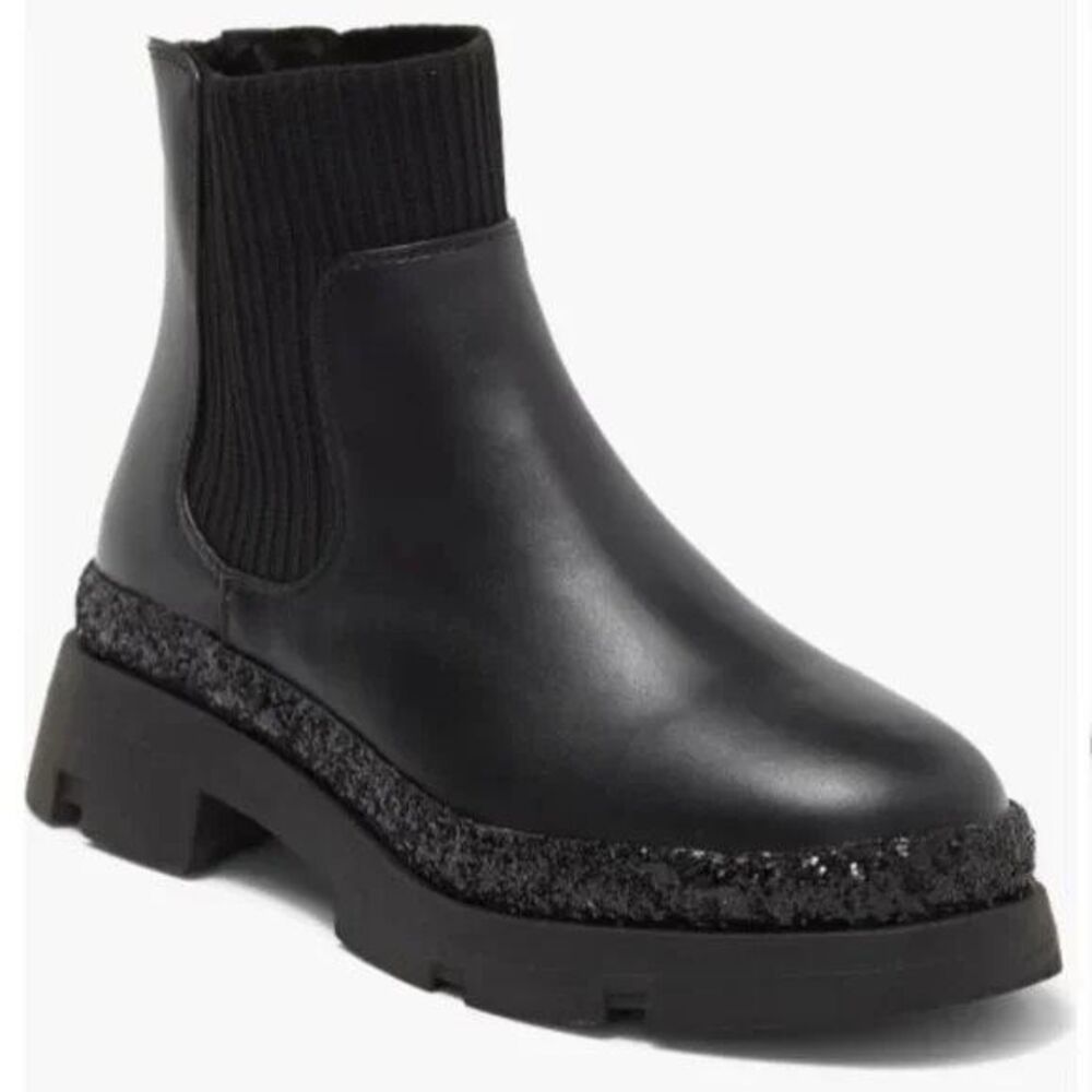 Steve Madden Boots Womens 5 M Black Jrobinn Chelsea Ankle Faux Leather Pull On